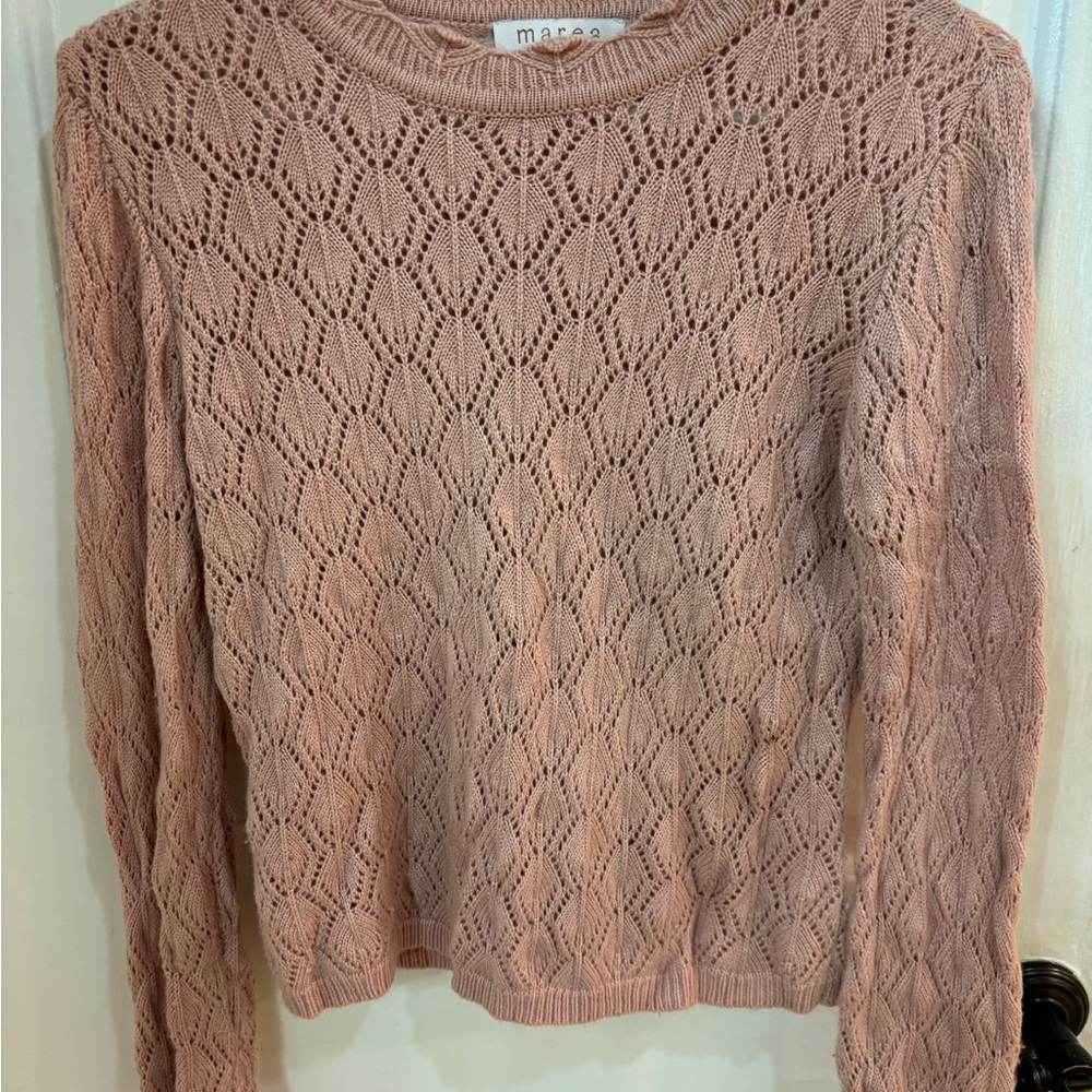 Marea Pink Scalloped Knit Cardigan